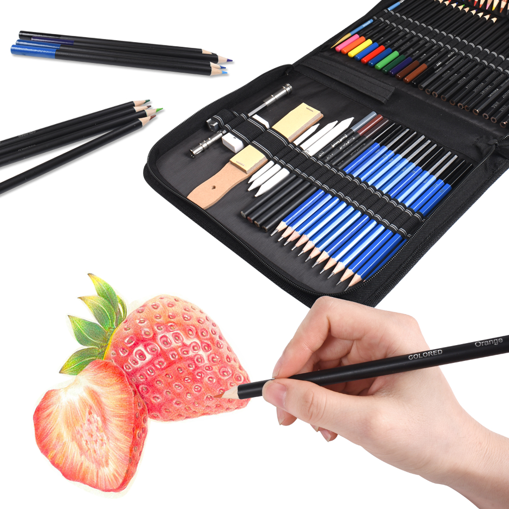 72pcs Drawing Set Sketch Pencils Set Art Supplies Watercolor Metallic Oily Pencils Artist Schoolfor artist stationary student gift Christmas Gift Birthday Pendant Present Gift wholesale Retail