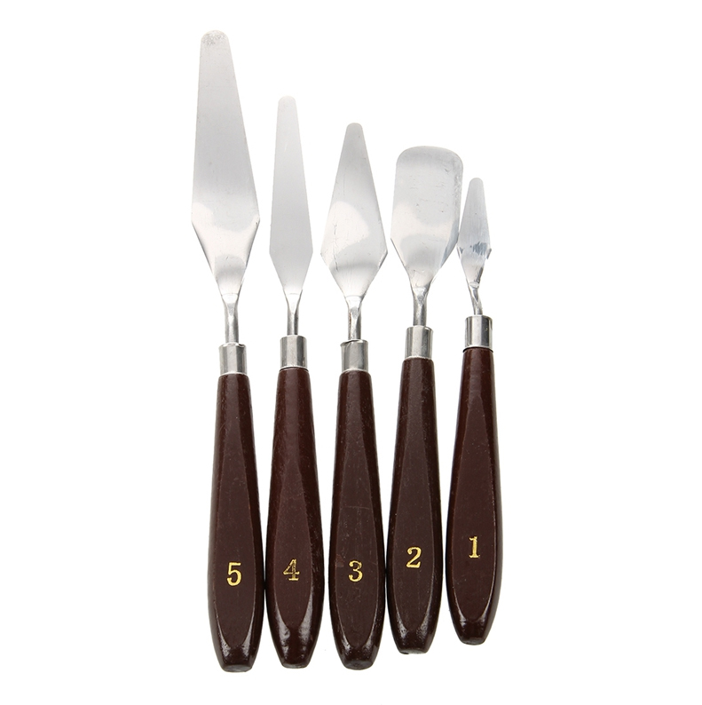 5PCS/Set Stainless Steel Wooden Handle scraper Oil Paint Accessories Acrylic Metal Paint scraper