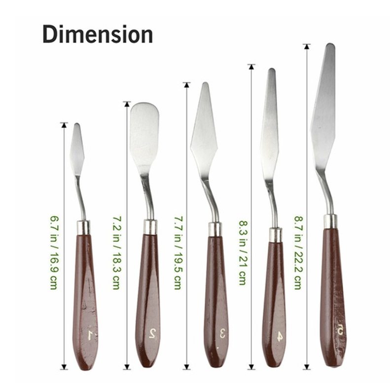 5PCS/Set Stainless Steel Wooden Handle scraper Oil Paint Accessories Acrylic Metal Paint scraper