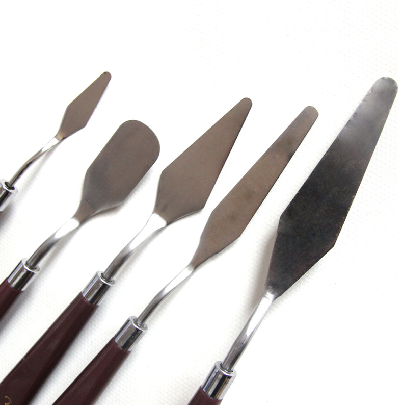 5PCS/Set Stainless Steel Wooden Handle scraper Oil Paint Accessories Acrylic Metal Paint scraper