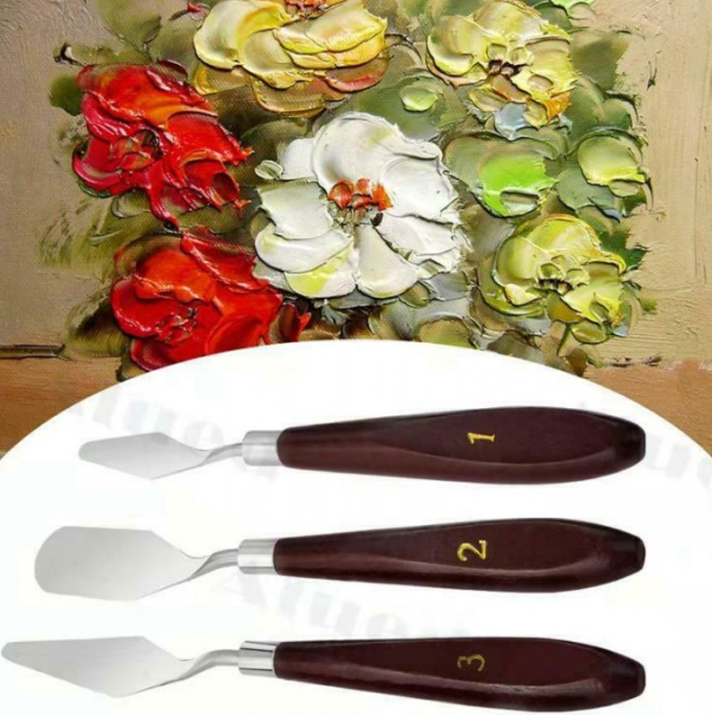 5PCS/Set Stainless Steel Wooden Handle scraper Oil Paint Accessories Acrylic Metal Paint scraper