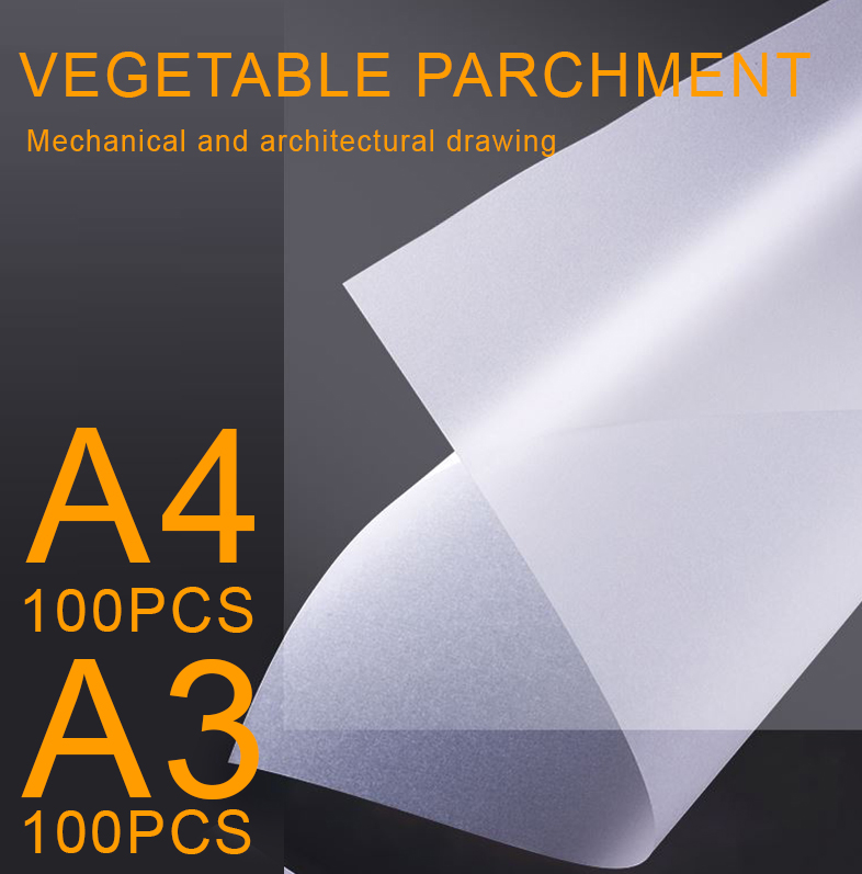100pcs A4A3 Calligraphy Paper Vegetable parchment Copying Translucent Tracing Design Paper
