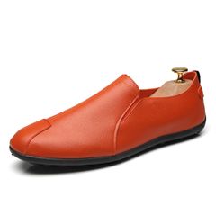 Rhodos Fashion Stitching PU Business Men's Shoes New Autumn Hot Selling   Fashion Men's Loafers Slip-Ons Orange 40