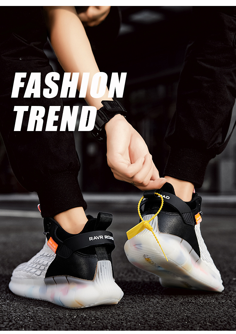 Large Men&apos;s Shoes New Versatile Shoes Men&apos;s Fashion Shoes Breathable Basketball High Top Shoes