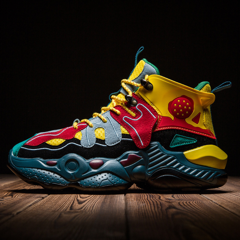 High Quality New Middle Top Youth Basketball Shoes Color Matching Sports Shoes Men&apos;s Height Shoes