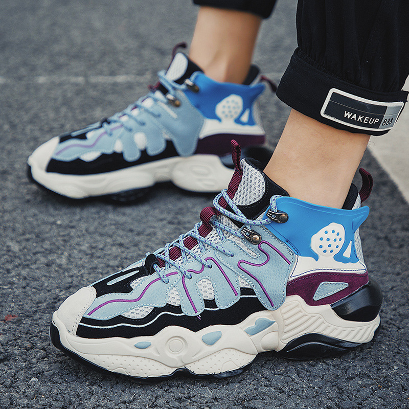 High Quality New Middle Top Youth Basketball Shoes Color Matching Sports Shoes Men&apos;s Height Shoes