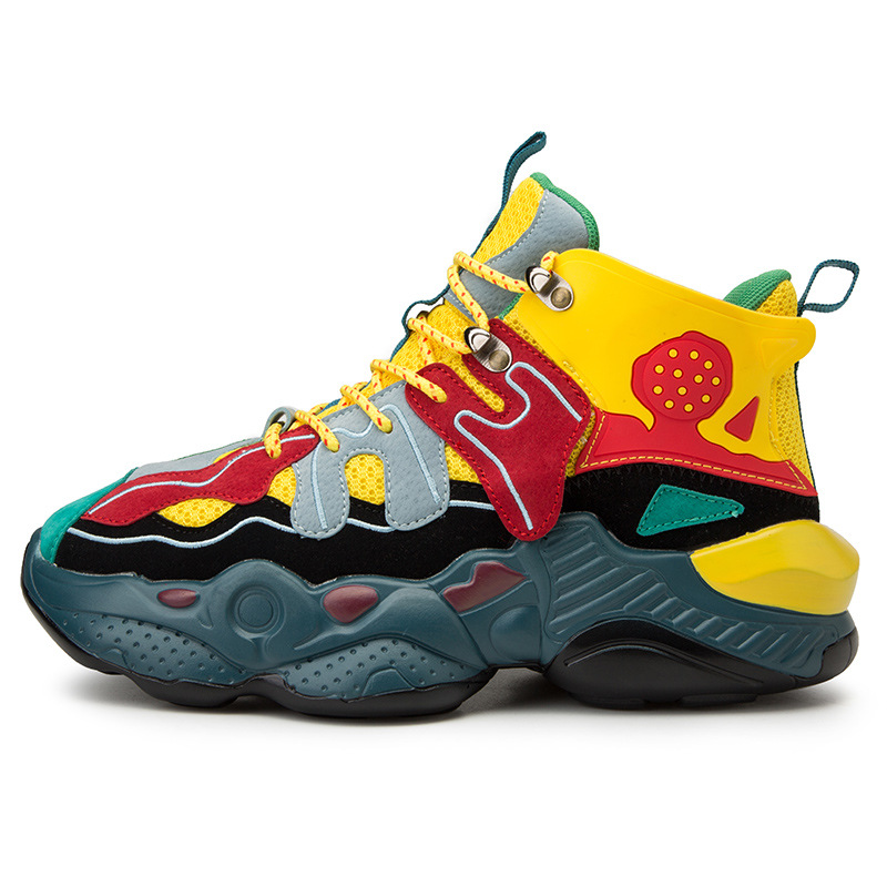 High Quality New Middle Top Youth Basketball Shoes Color Matching Sports Shoes Men&apos;s Height Shoes