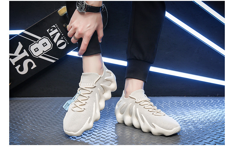 2021 Yeezy Coconut Shoes Male Volcanic Girl Fly Woven Sports Shoe Breathable Joker Octopus Sneakers