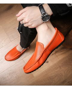 Buy A Size Larger Than Usual The New Boys  Loafers & Slip Male Fashion Shoes Lazy A Pedal Soft Bottom Leisure Joker Drive Men's PU Shoes orange 44