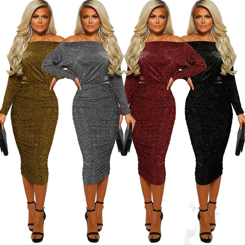 Exclusive discounts for Women Gothic Off Shoulder Long Sleeve Bandage Dresses Elegant Party Night Dress 2019 vestidos