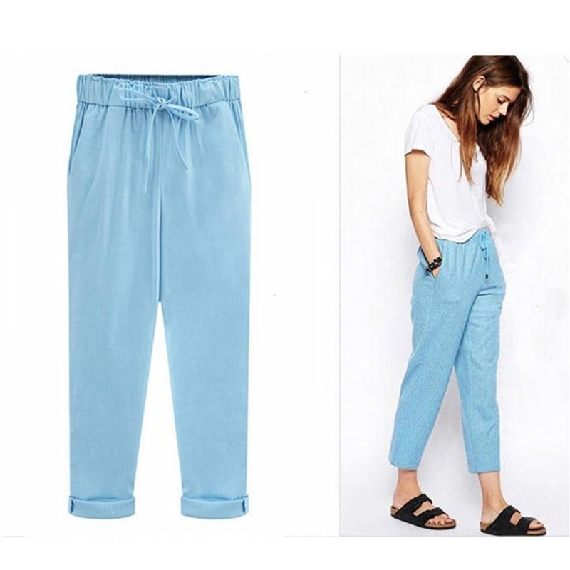 Pants Women's Cotton Linen Nine Points pants Cropped Pants Hip Hop Loose Harem Pants
