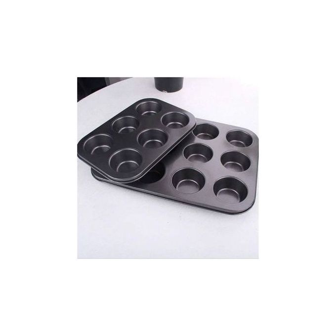 12-Hole Long Life,Silicone &amp; Non-Stick Muffin Or Cupcake Baking Tray /Oven Tray Pan