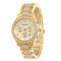 Top brand luxury watch ladies quartz watch luxury simple mirror watch golden one size 3