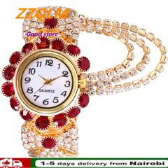 Korean Women's Watch Diamond Temperament Quartz Watch Fashion Alloy Bracelet Watch Wrist Watches Red
