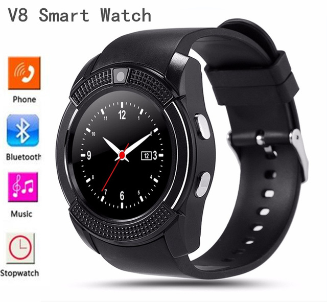 V8 Round Bluetooth Smart watch Touch Screen Wrist Watch with Camera/SIM Card Slot For Android Phone