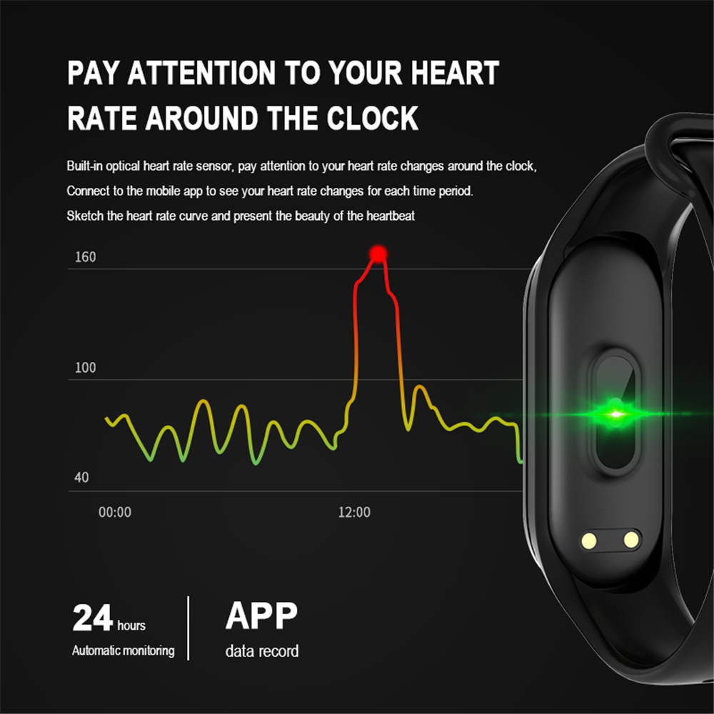 M4 Smart Wristband Band Bluetooth Watch Heart Rate Sleep Monitor Waterproof Bracelet Watch Men Women