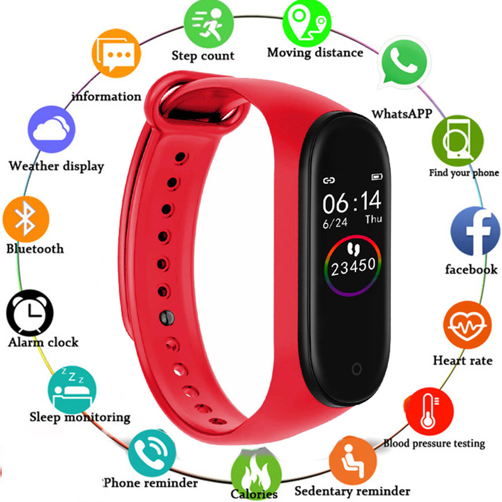 M4 Smart Wristband Band Bluetooth Watch Heart Rate Sleep Monitor Waterproof Bracelet Watch Men Women