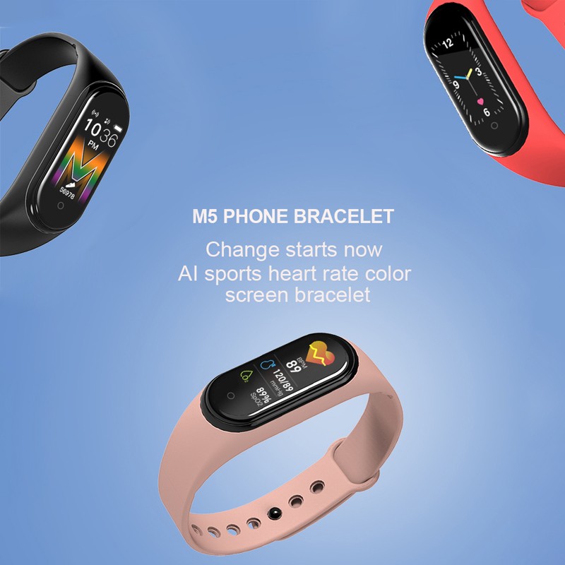 M5 Smart Watch Women Call Band Waterproof Heart Rate Blood Pressure Men Wristband PK M4 Bracelet