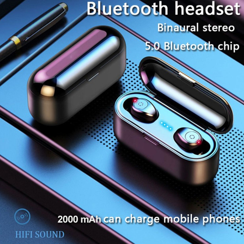 F9 TWS Bluetooth Wireless Earphones HIFI V5.0 True Stereo Bass headset With Digital Display