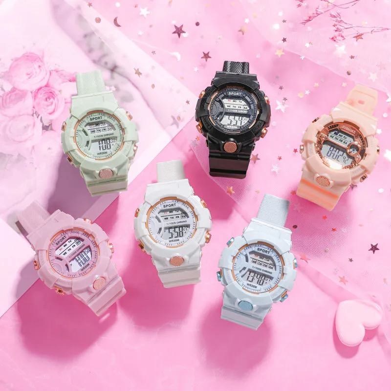 Fashion Student Children Watch Electronic Wristwatch Girl Round Analog LED Digital Clock