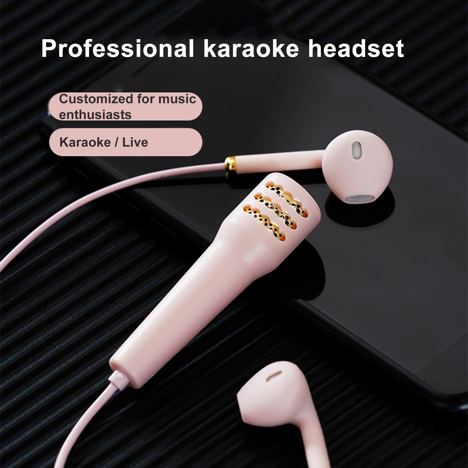 3.5mm Wired Headset Professional Karaoke Earphones Handheld Mic Portable Stereo Mini Microphone