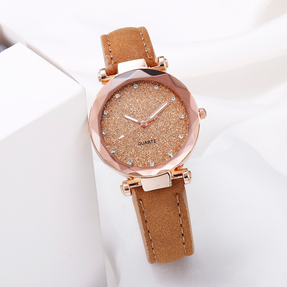Luxury Rhinestone Leather Bracelet Women Starry Sky Watches Ladies Wristwatch Fashion Clock