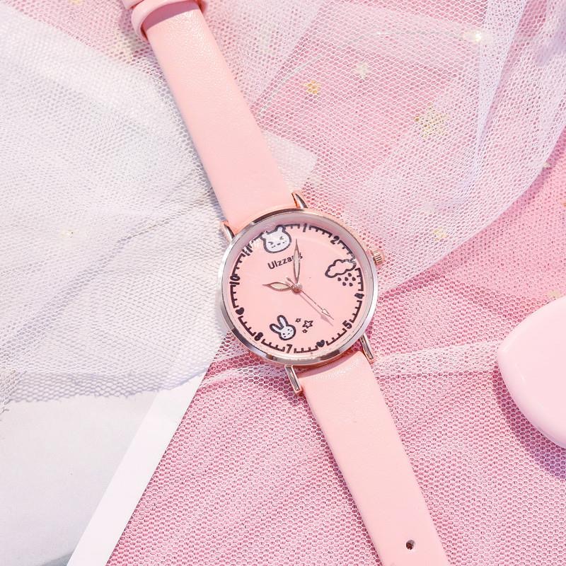 Kids Watches Set Students Children Pink Watch Girls Leather Strap Child Hours Quartz Wristwatch Girl Gift Clocks