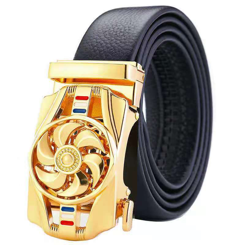 Luxury Leather Men Belt Jeans Rhinestone Metal Rotatable Belt Buckle High Quality Business Belt Male Waistband Belts New