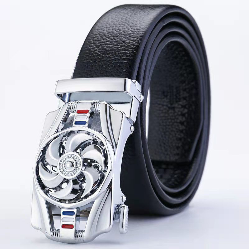 Luxury Leather Men Belt Jeans Rhinestone Metal Rotatable Belt Buckle High Quality Business Belt Male Waistband Belts New