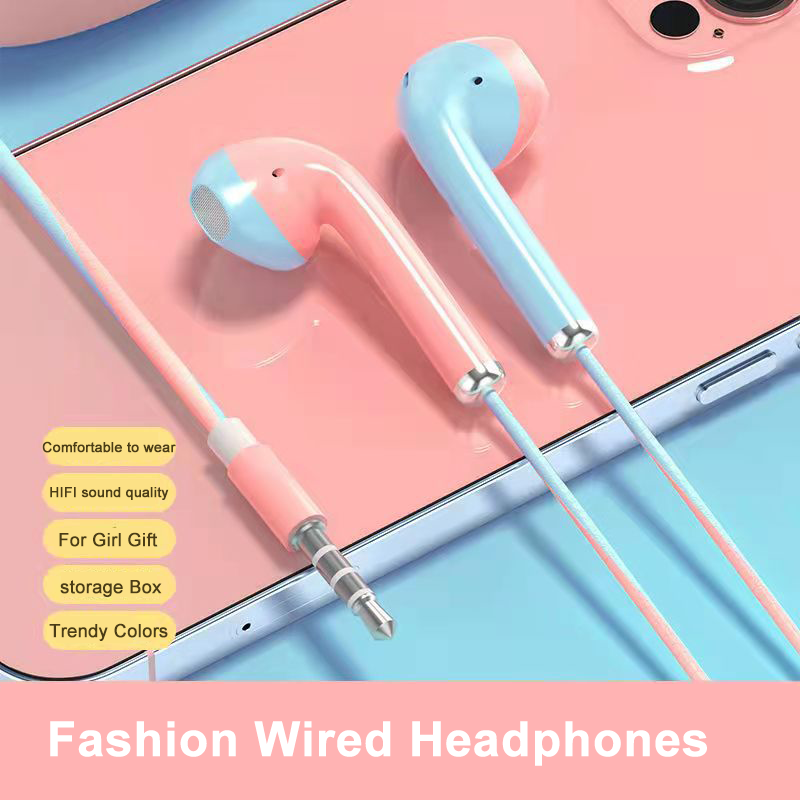 Portable Wired Headphone 3.5mm In-ear Earbuds Earphone Stereo 4 Color Wire Headset With Microphone Earphone Box For Smartphones