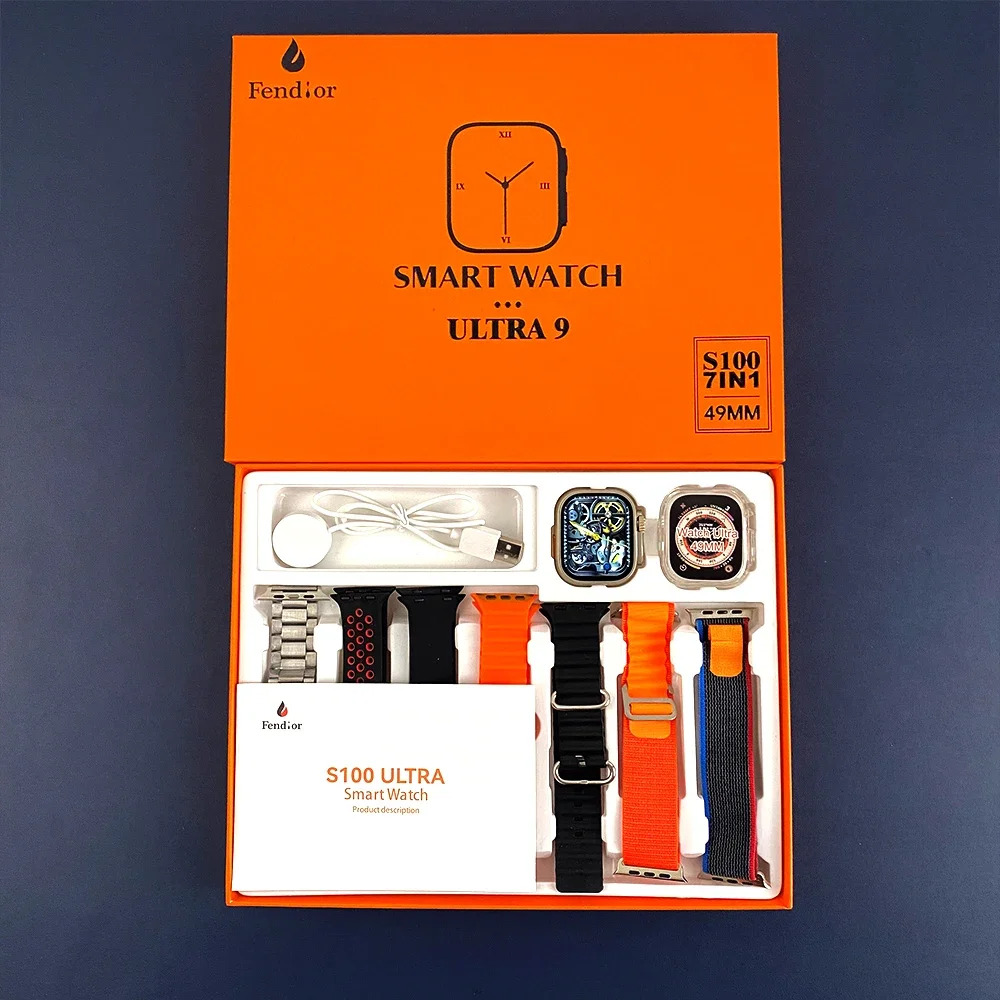 S100 Ultra 7 in 1 Strap Smart Watch Heart Rate Blood Oxygen Pressure ECG Bluetooth Call Sleep Monitor Smartwatch VS T900 Ultra