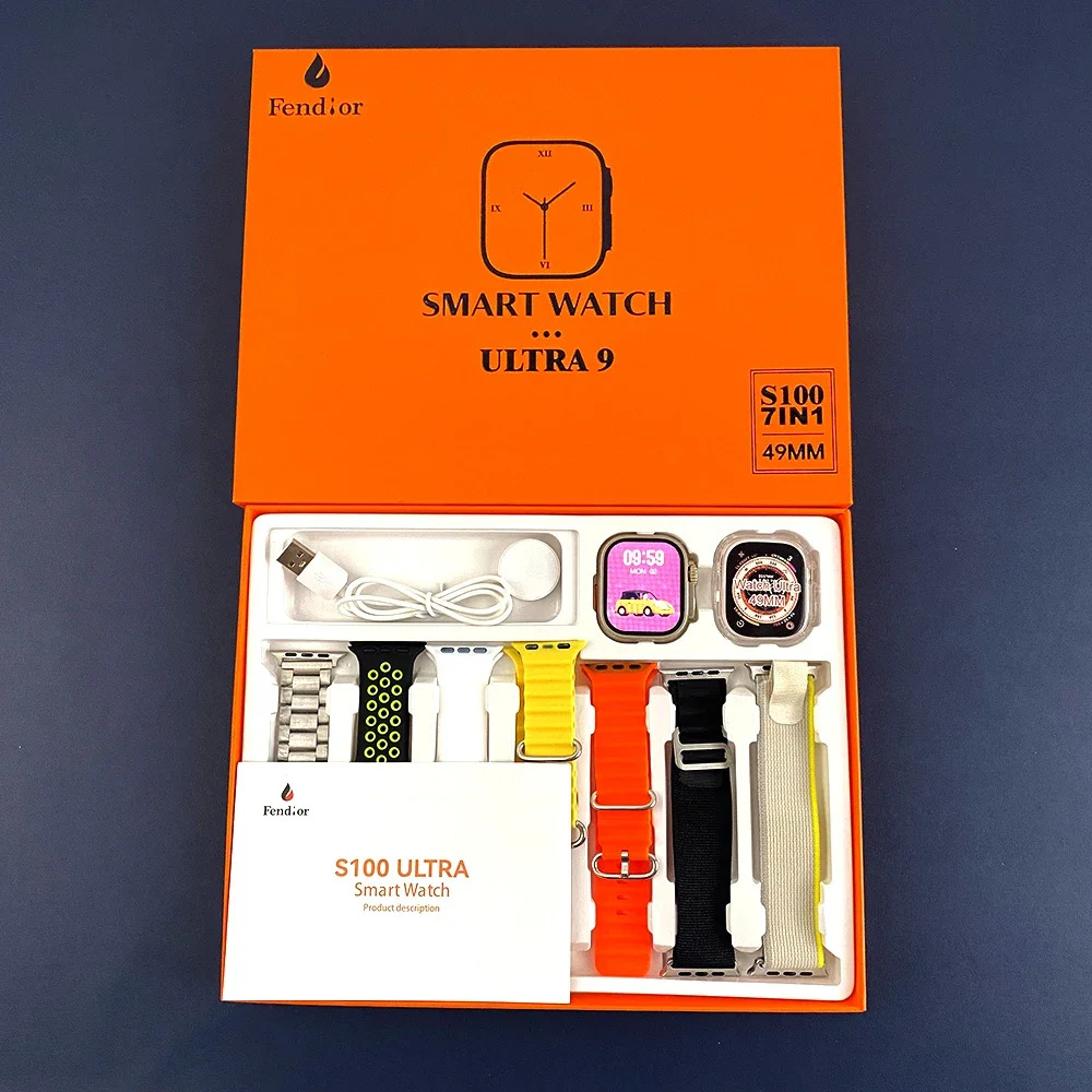 S100 Ultra 7 in 1 Strap Smart Watch Heart Rate Blood Oxygen Pressure ECG Bluetooth Call Sleep Monitor Smartwatch VS T900 Ultra