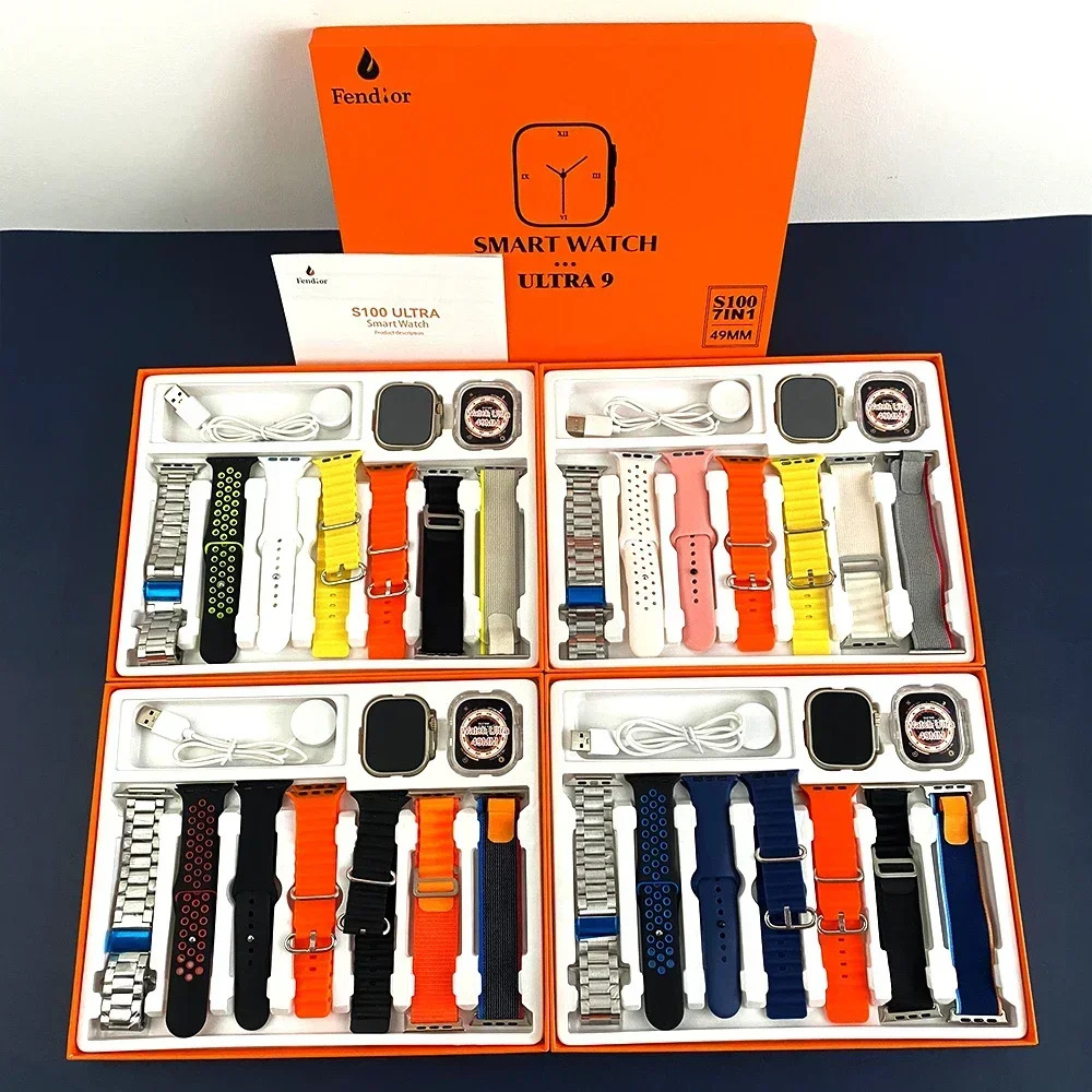 S100 Ultra 7 in 1 Strap Smart Watch Heart Rate Blood Oxygen Pressure ECG Bluetooth Call Sleep Monitor Smartwatch VS T900 Ultra