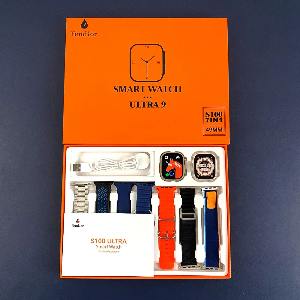 S100 Ultra 7 in 1 Strap Smart Watch Heart Rate Blood Oxygen Pressure ECG Bluetooth Call Sleep Monitor Smartwatch VS T900 Ultra