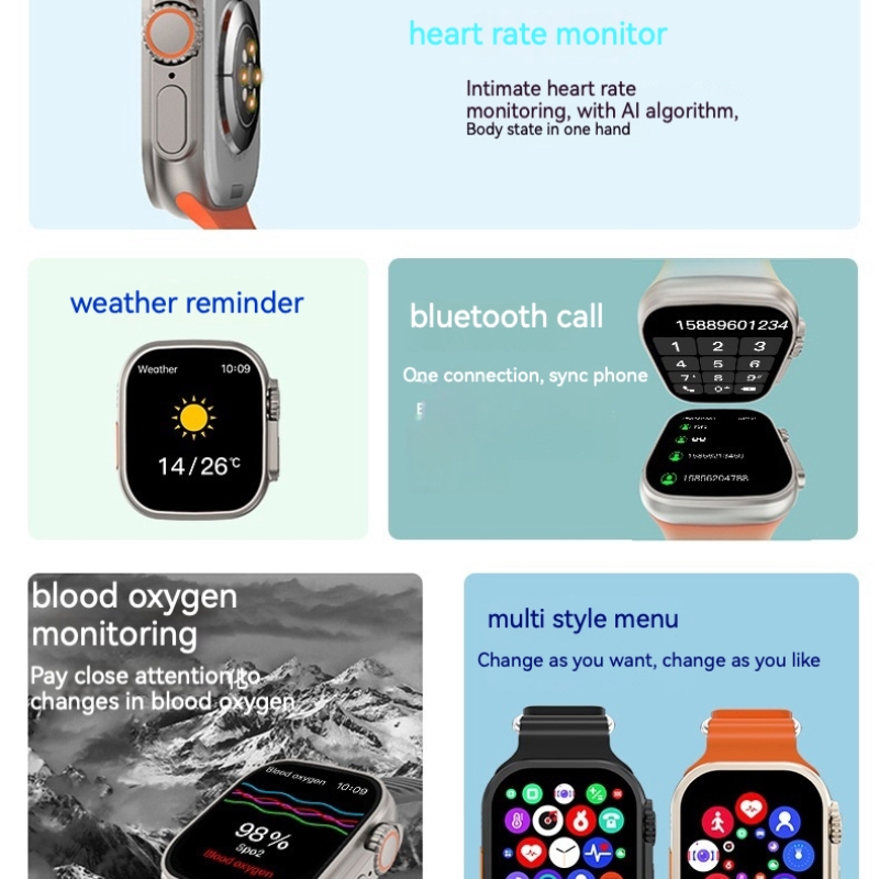 Smart Watch i9 Ultra Max 2.19" Touch Screen Bluetooth Call Music Heart Rate Blood Pressure Oxygen Women Men Smartwatch VS X8 MAX