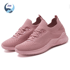 ZW Shoes Women Shoe Women Athletic Shoes Women Sports Shoes Mesh Sneakers Ladies Lace Up Stretch Fabric Casual Shoes Breathable Fashion Running Shoes pink 38