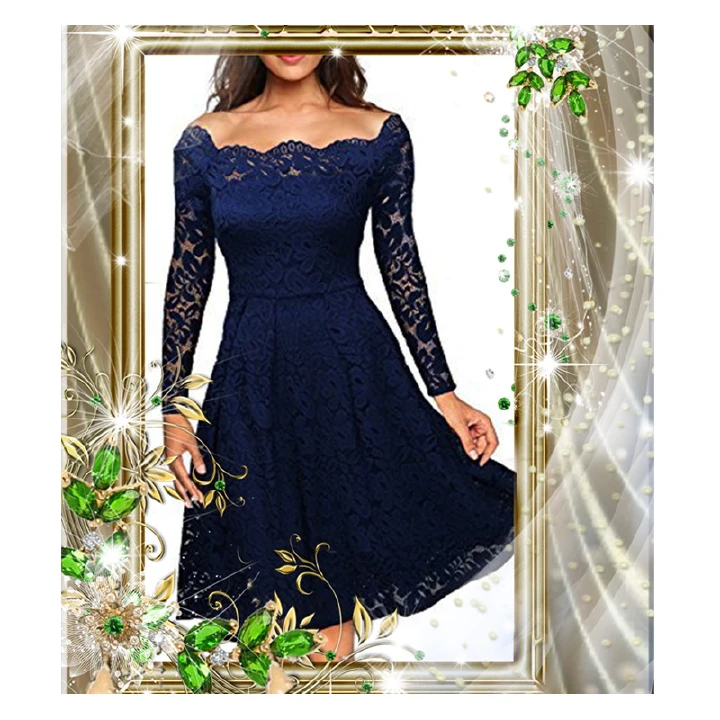 High Level Womens Formal Skirt Office Dress Elegant Office Skirt Pricess Skirt Lady Evening Dress Elegant Boutique Sexy Lace Off Shoulder Large Swing Long Sleeve Short Sleeve Girls Birthday Dresses
