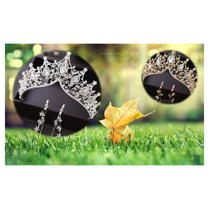 Luxury Barroco Style Wedding Jewelry Fashion Bridal Crown Necklace Earrings Crystal Jewelry Sets