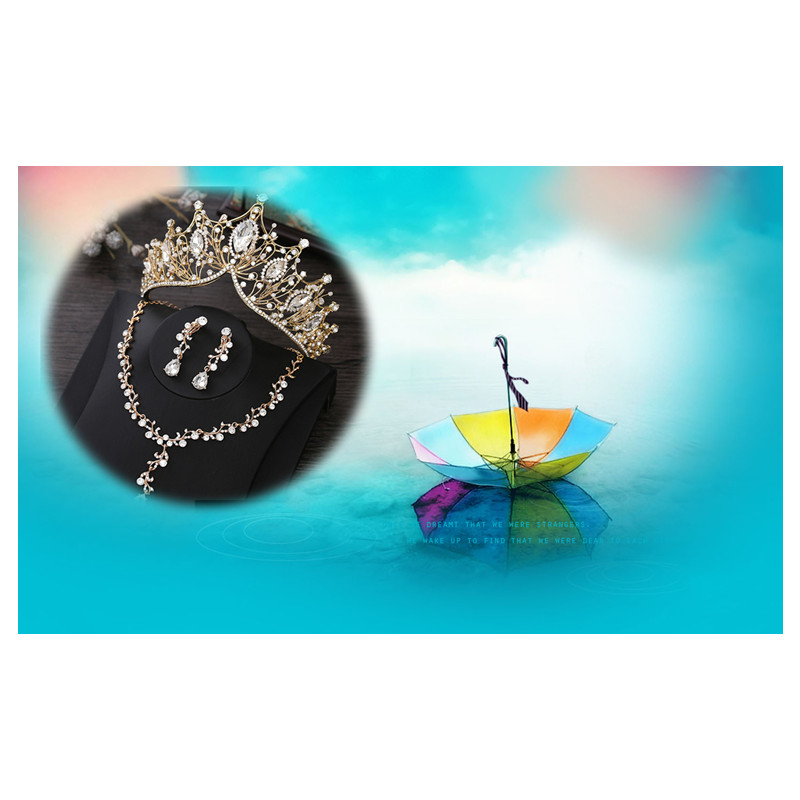 Luxury Barroco Style Wedding Jewelry Fashion Bridal Crown Necklace Earrings Crystal Jewelry Sets