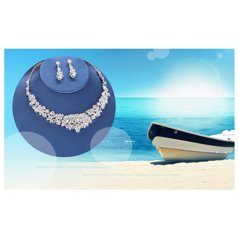 Luxury Crystal Bridal Crown Necklace Earrings Jewelry Sets Fashion Crystal Wedding Three Piece Suit