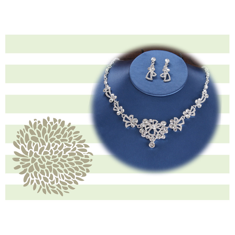 Luxury Crystal Bridal Crown Necklace Earrings Jewelry Sets Fashion Crystal Wedding Three Piece Suit