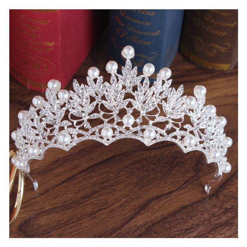 Happiness Bride Pearl Crystal Bridal Crown Necklace Earrings Jewelry Sets Wedding Jewelry Set