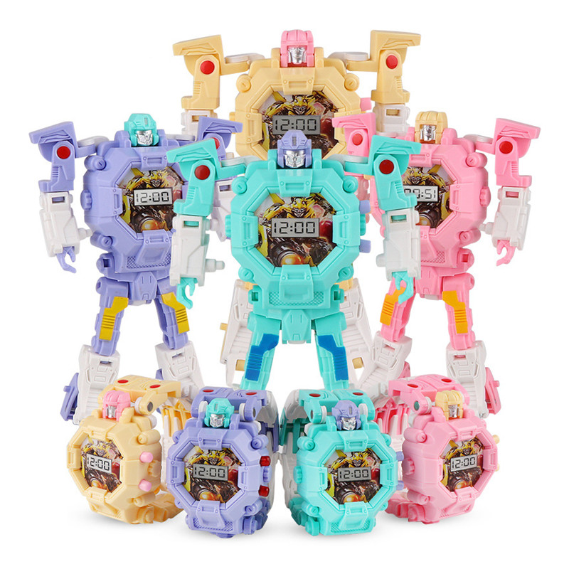 Children's Cool Watch Transformers Model Toy Watch Manual Deformation Toy Electronic Watch