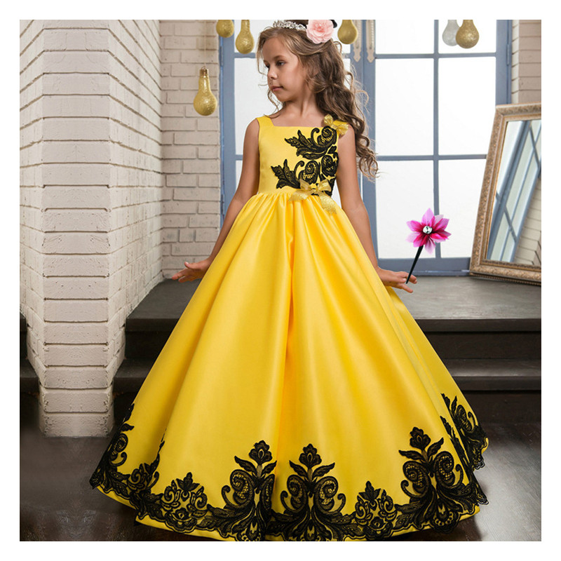 Kids Flower Girls Wedding Dress For Girl Party Dresses Sling Bow Princess Children Princess Dress