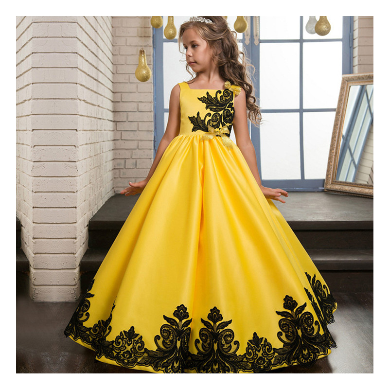 Kids Flower Girls Wedding Dress For Girl Party Dresses Sling Bow Princess Children Princess Dress