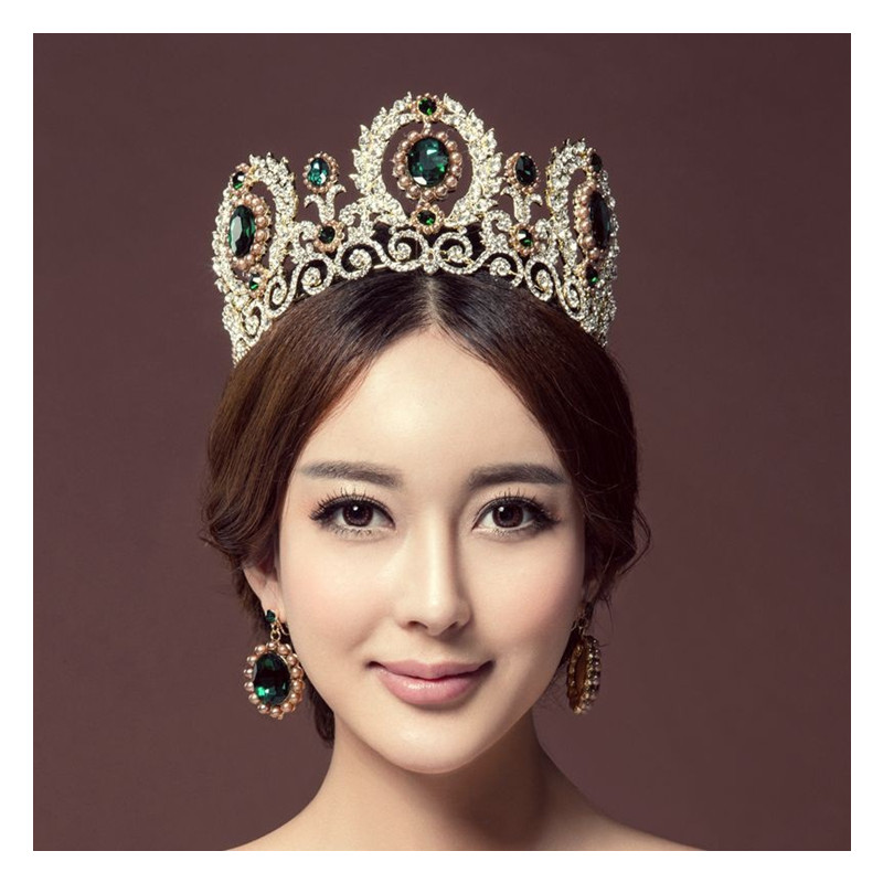 Luxury Wedding Crown Bridal Tiara Bridal Crown With Earring Rhinestone Luxurious Bride Hair Jewelry Sets Women Jewellery