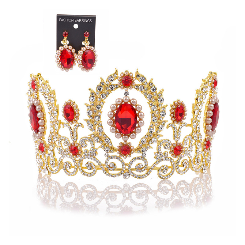 Luxury Wedding Crown Bridal Tiara Bridal Crown With Earring Rhinestone Luxurious Bride Hair Jewelry Sets Women Jewellery