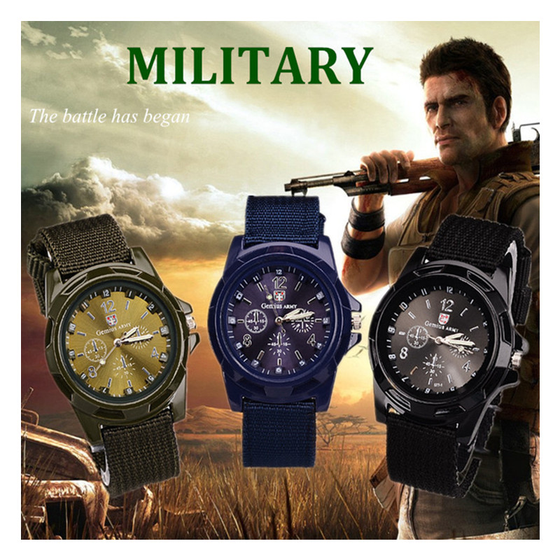 Fashion Military Sports Nylon Woven Belt Strap Watch Casual Wristwatch Men Army Outdoor Quartz Watch