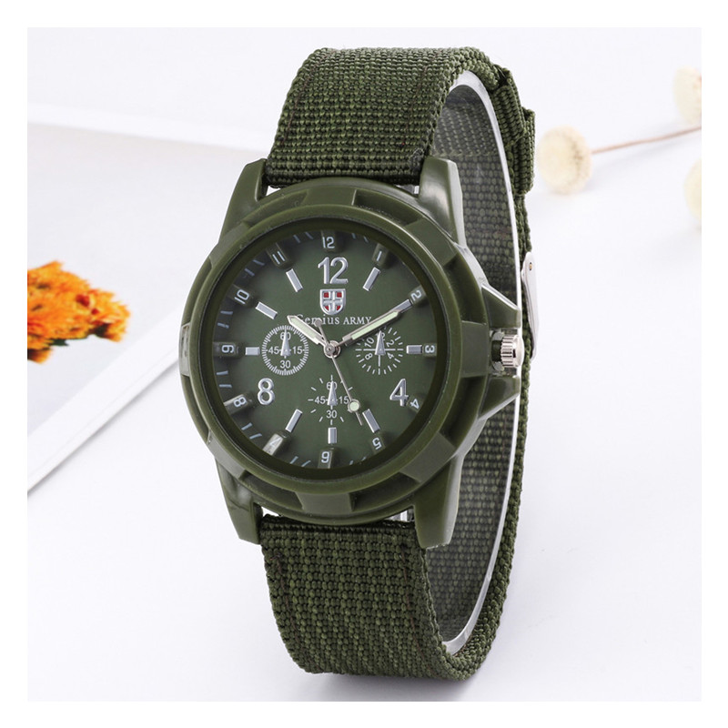 Fashion Military Sports Nylon Woven Belt Strap Watch Casual Wristwatch Men Army Outdoor Quartz Watch