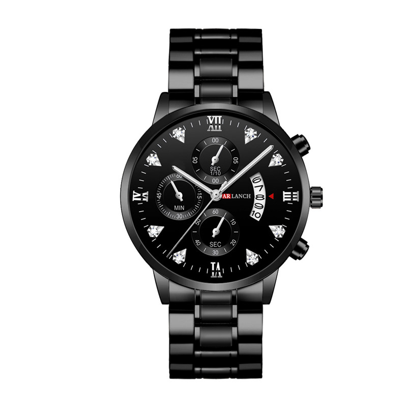 Fashion Set In Drill Waterproof Men Watches Steel Strip Watchband Date Man Clock Business Wristwatch